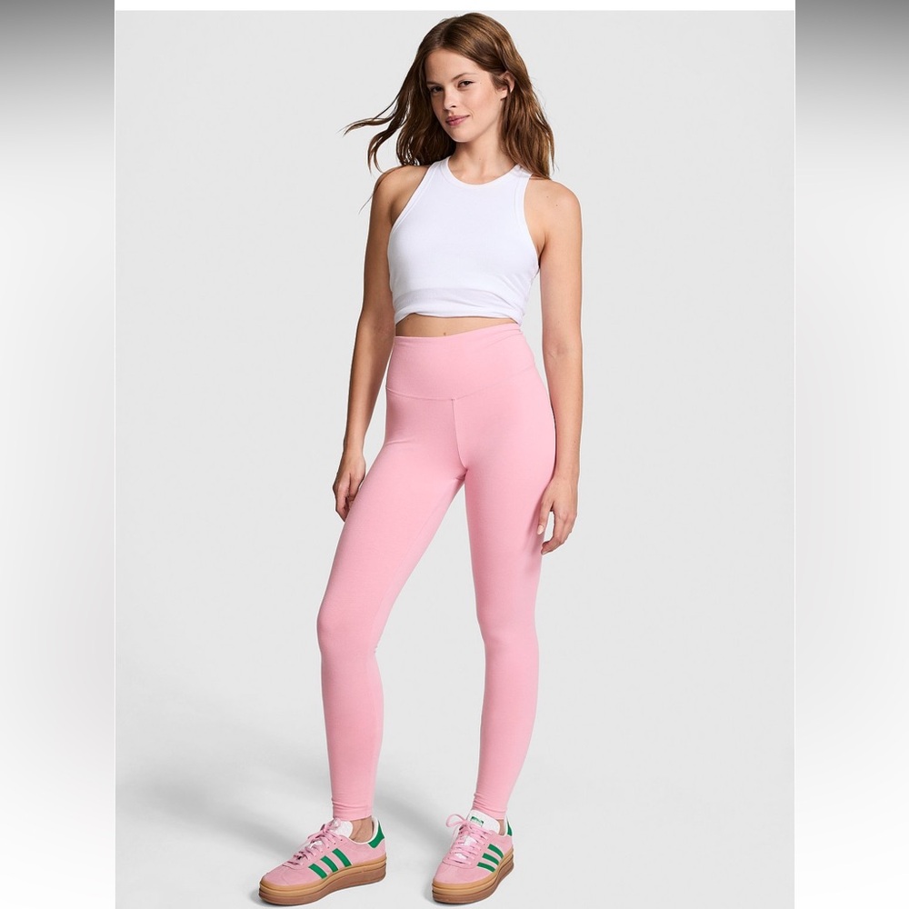 VS PINK Cotton Pink Leggings Waistband Back Pocket M NWT